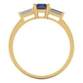 thumbnail image 4 of 0.8 ctw 3 Stone Anniversary Ring for Women | Emerald Cut Simulated Blue Sapphire | Hyperallergenic Solid 14K Yellow Gold, 4 of 5