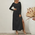thumbnail image 2 of LYXSSBYX Fall Dresses for Women Long Sleeve Women Fashion Solid Color Long Sleeve Split Buttons Casual Long Dress, 2 of 9