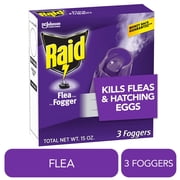 (2 pack) Raid Flea Killer Plus Fogger, Room Treatment Flea Bomb Kills up to 4 Months 15 oz, 3 Piece