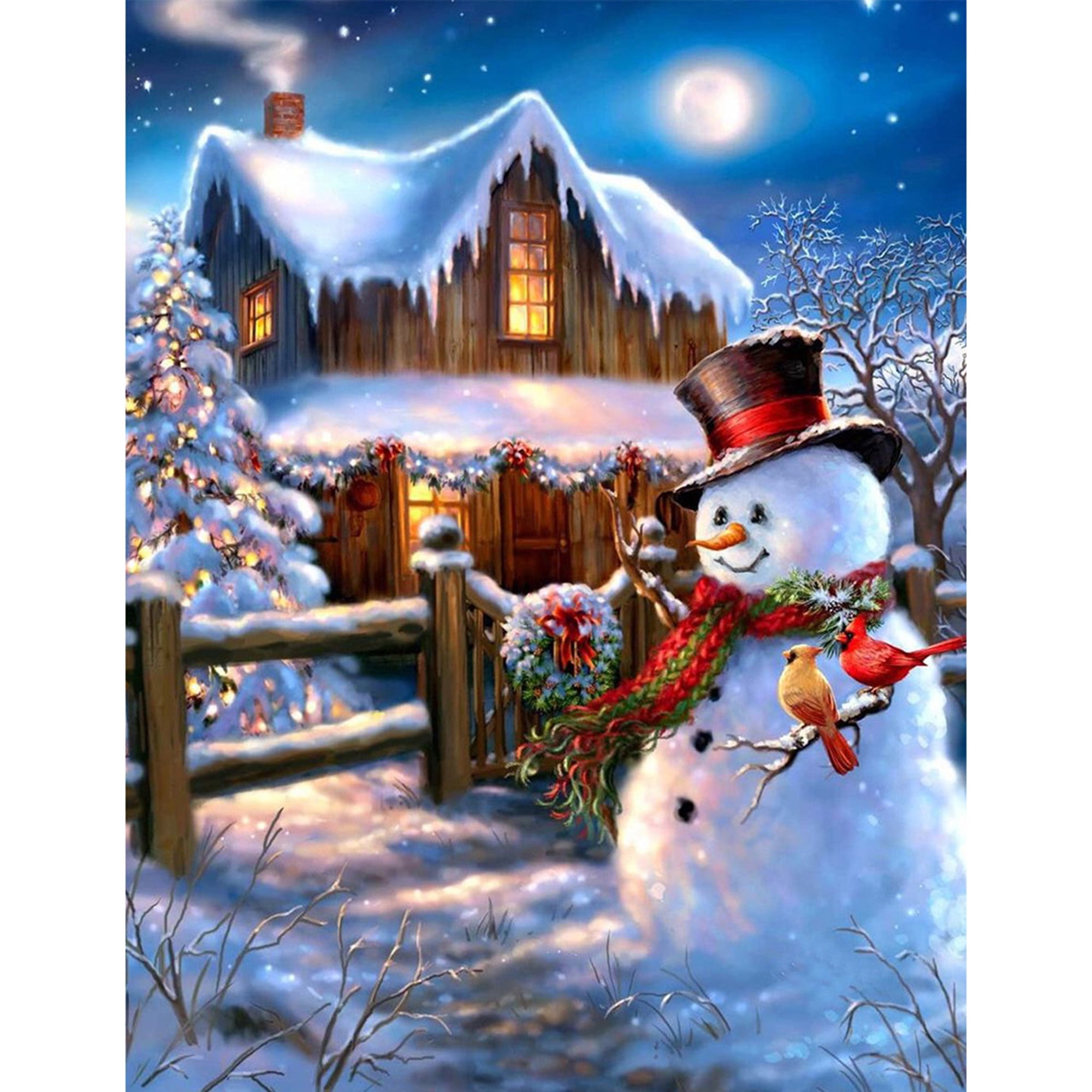 Snowman Merry Christmas Diamond Painting House Design Cute Embroidery Decoration