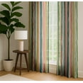 thumbnail image 4 of Vargottam Cotton Curtains for Windows - 3-in-1 Rod Pocket/Back Tab Short Window Drapes - Light Filtering Cotton Canvas Panels - Set of 2, 52"x63" - Stripe Print (Multicolor), 4 of 8