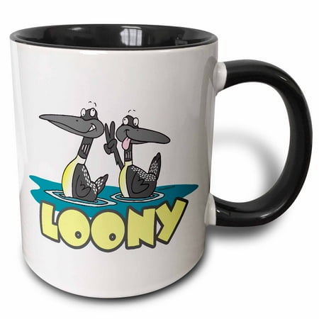 

3dRose Loony Loons Bird Cartoon - Two Tone Black Mug 11-ounce