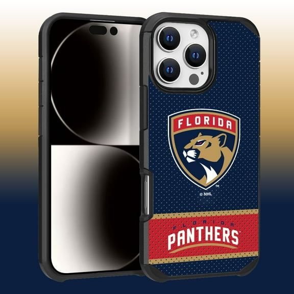 Apple iPhone 16 Pro Max (6.9) - NHL Licensed Florida Panthers Team Logo on Jersey Textured Dual Layer Case