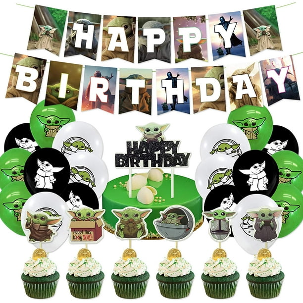 Baby Yoda Party Decorations 44pcs The Mandalorian Birthday Gifts For Star War Fans 18 Pack Balloons 1 Pack Banner 24 Pack Small Cake Toppers 1 Big Cake Toppers Kids Party Supplies Walmart Com Walmart Com