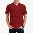 thumbnail image 2 of Balery Red Black Houndstooth Printed Men’s Short Sleeve Polo Shirt, Midweight Men's Shirt,Golf Polo shirts -3X-Large, 2 of 8