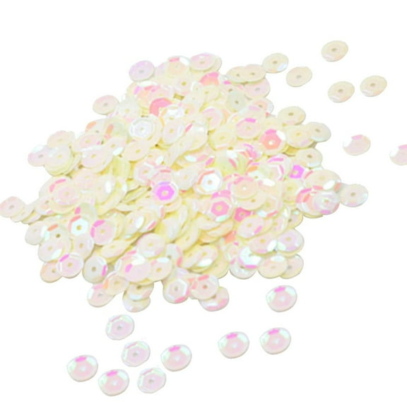 400 Pieces Round Cupped Faceted Loose Cup Sequins for Scrapbooking Embellishments Sewing Craft DIY 7x7mm White