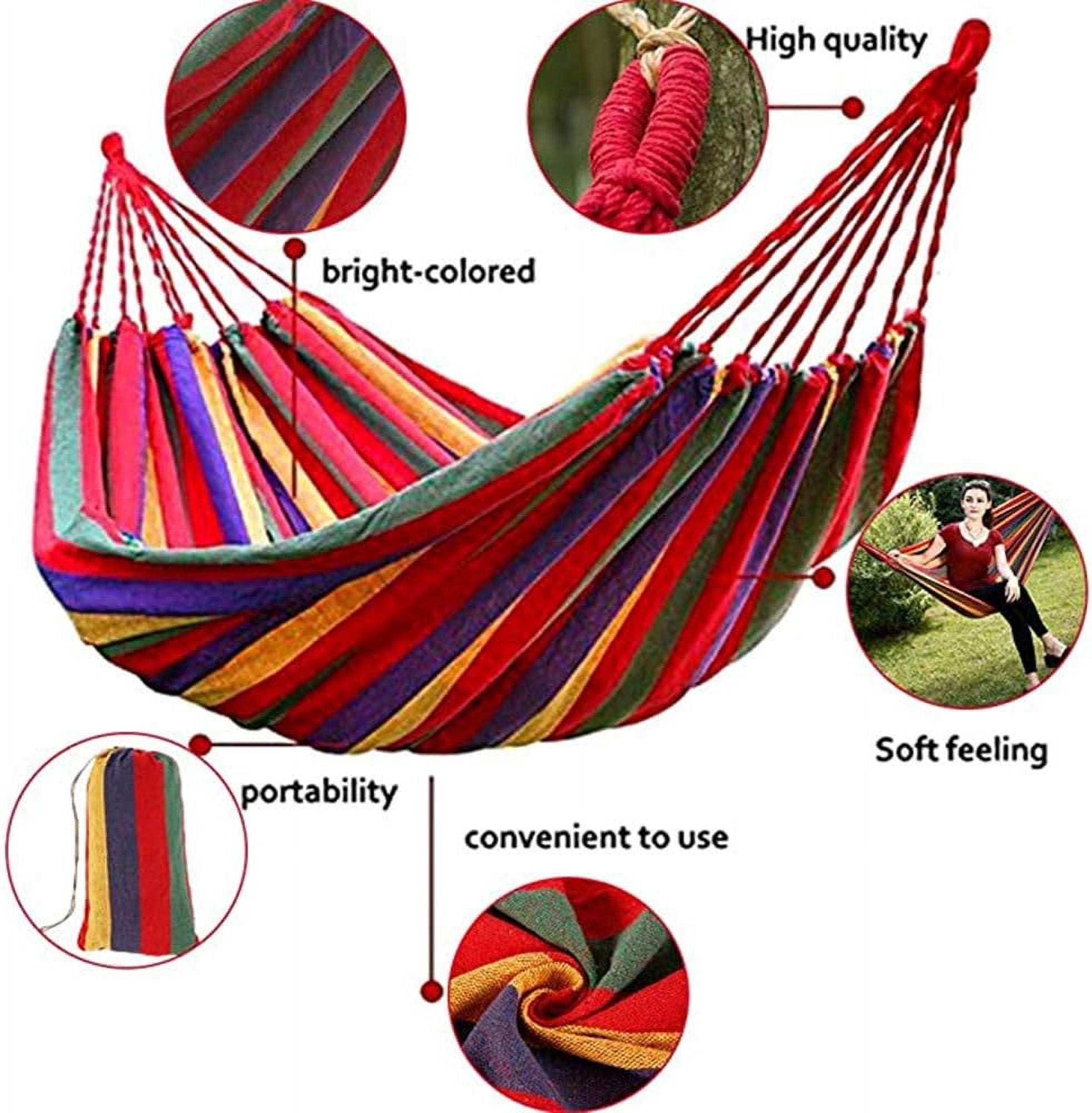 Garden Canvas Hammock Single/Two People Load Bearing 330 Lbs with Carrying Bag for Indoor Outdoor Garden Patio Park (200X80cm/red)