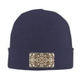 thumbnail image 3 of ZICANCN Funky Leopard Print Bonnet Tricoté, Chapeau d'Hiver Doux Chaud Classique pour Hommes Femmes, Bleu Marine, 3 of 6