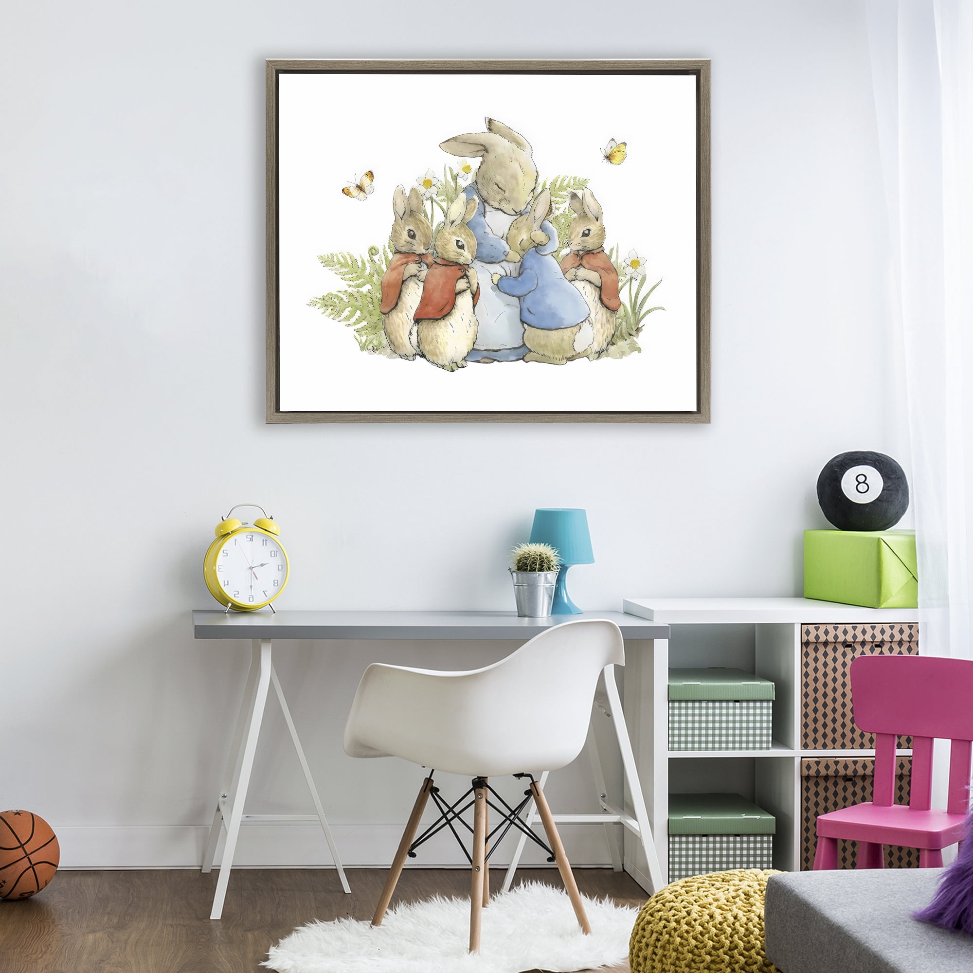 Stupell Industries Hugging Mother Rabbit Brown Framed Floater Canvas Wall Art, design by Arlington Prints