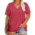 thumbnail image 4 of Jalioing Women's Summer T Shirt Plus Size Casual Basic Plain Tee Shirt Fashion Loose Short Sleeve Round Neck Tops Clothes, 4 of 5