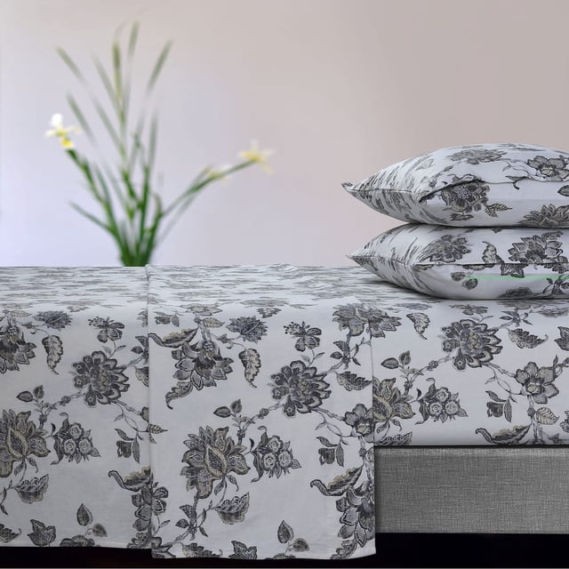 Juego de sábanas de franela Tribeca Living Ayana Grey Queen