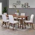 thumbnail image 2 of Noble House Keaton Mid-Century Modern 7 Piece Dining Set, Light Beige and Walnut, 2 of 12