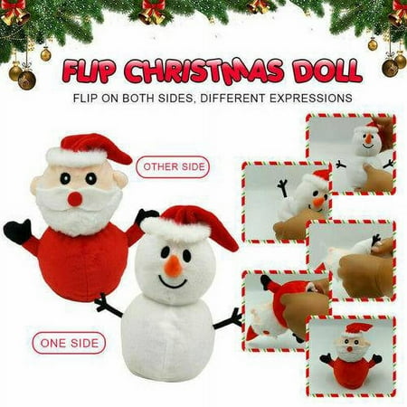 Yeesam Art Santa Claus Doll Double-Sided Flip Reversible Snowman Cotton Toy Christmas Gift