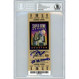 New York Giants Autographed Blue Super Bowl XLII BGS Authenticated 10  Ticket with ''SB XLII MVP'' Inscription