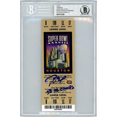 Tom Brady New England Patriots Autographed Super Bowl XXXVIII Ticket with "SB 38 Champs" Inscription - BAS / Fanatics Graded 10 - Fanatics Authentic Certified