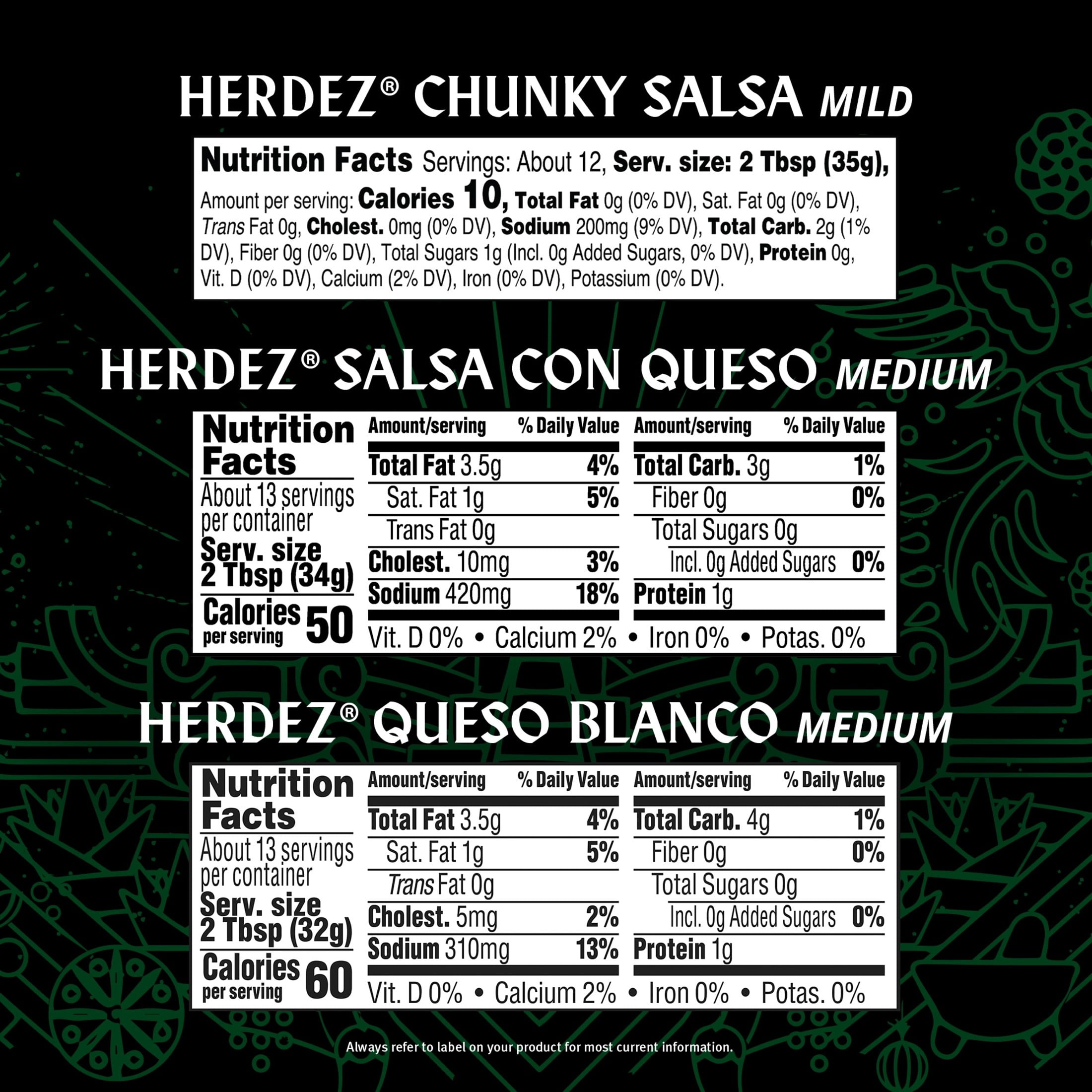 HERDEZ Queso and Salsa Variety Pack, Chunky Salsa Mild, Queso Blanco Medium, Salsa Con Queso Medium, 15oz, 3 Count