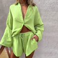 thumbnail image 1 of Conjunto de pantalones cortos de chándal informal para mujer, camiseta de manga larga de verano, Tops y Mini pantalones cortos con cordón, traje de salón, conjunto de dos piezas Tan Jianjun unisex, 1 of 2