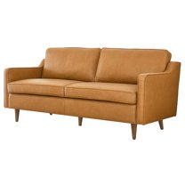 Sofa, Tan, Leather, Modern Contemporary, Mid Century Living Hotel Lounge Cafe Lobby
