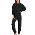 thumbnail image 2 of Plus Size 2pcs Outfits for Women Clearance Women's Fashion Casual Color Oversized Sleeve Lounge Sets Casual Tops And Pants 2 Piece Outfits Sweatsuit, 2 of 7