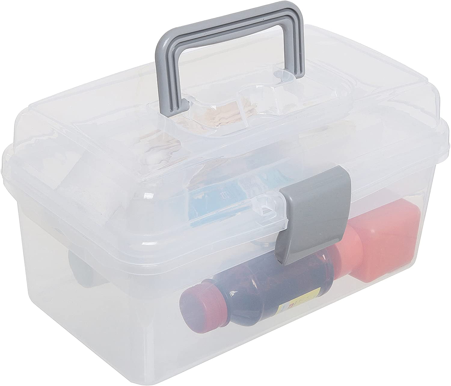 Clear Plastic Sewing Box 10in x 6in Removable Tray - 3073640984259