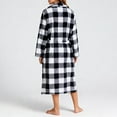 thumbnail image 3 of Women's Solid Color Long Sleeve Plush Bathrobe - Winter Warm Homewear, Dark Gray, One Size, 3 of 4