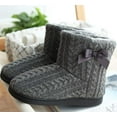 thumbnail image 2 of Slippers Women Plush Lined Warm Slippers Solid Sole, Winter Warm Fuzzy House Knit Bootie, 2 of 7