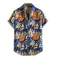 thumbnail image 1 of Hauts Homme de Mode à Col en V à Manches Courtes T-Shirt Été Imprimé Chemisier à Boutons, 1 of 4