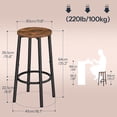 thumbnail image 3 of Bar Stools, Set of 2 Bar Chairs, Kitchen Round Height Stools with Footrest, Breakfast Bar Stools, Sturdy Steel Frame, for Dining Room, Kitchen, Party, Easy Assembly, Rustic Brown, 3 of 9