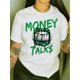 thumbnail image 1 of Chic Lip & Dollar Print Casual T-Shirt for Women - Crew Neck, Short Sleeve, Breathable Polyester, Semi-Sheer Summer Top, 1 of 6