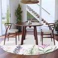 thumbnail image 4 of Spring Lavender Round Area&nbsp;Rug 5ft Idyllic Watercolor Purple Flowers Non-Slip&nbsp;Washable Circle Rugs Soft Felt Indoor Floor Mat for Bedroom Kitchen Living Room Bathroom, 4 of 9