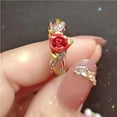 thumbnail image 3 of Minnieouse Anillo de rosa 3D para mujer, hojas de diamantes de imitación, joyería sencilla de tonos, regalo de señora de estilo europeo Ropa, zapatos y accesorios Miscelánea siete, 3 of 6