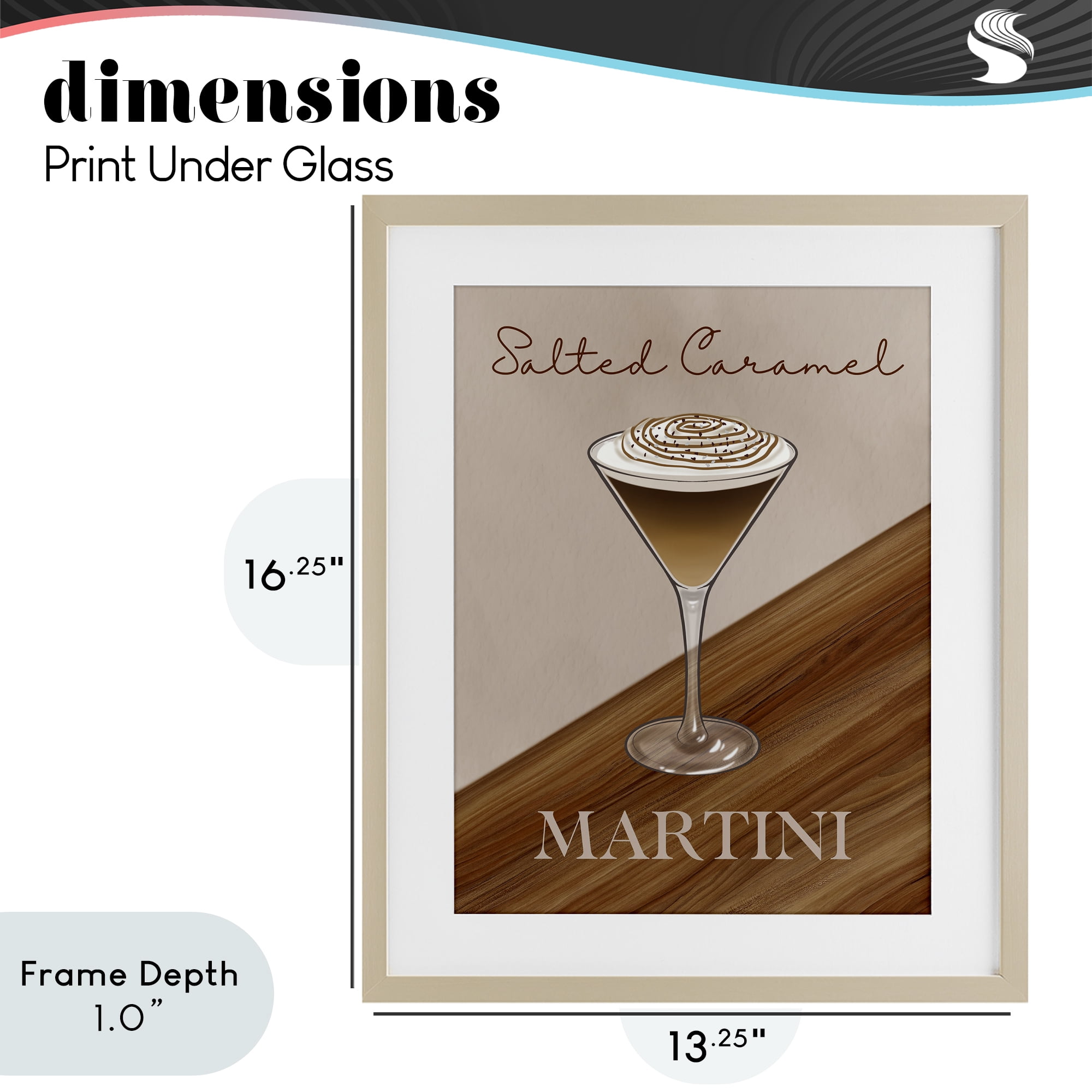 Stupell Industries Salted Caramel Martini Birch Framed Print Under Glass, design by Marcus Prime