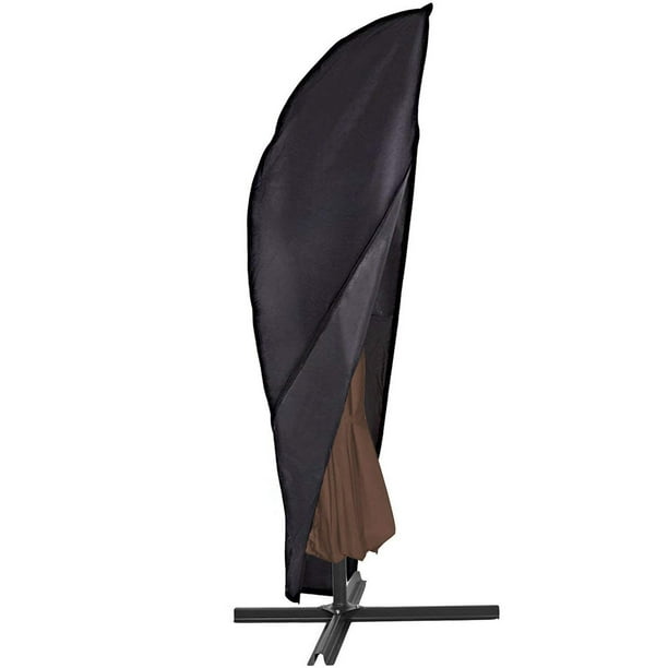 Funda para sombrilla de jardín con postes Oxford desplazados, protección UV impermeable 210D con cremallera y bolsa de almacenamiento, 265 x 50/70/40 cm (negro) oso de fresa Electrónica