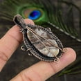 thumbnail image 4 of Natural Crazy Lace Agate Gemstone Copper Wire Wrap Gift Pendant 2.56", 4 of 5