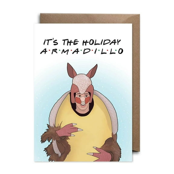 Funny Holiday Armadillo Greeting Card – Unique Christmas Design with Envelope – Blank Inside for Personalized Messages – Perfect for Holiday Cheer