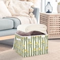 thumbnail image 3 of Yayeee Collapsible Cube Storage Bin with Lid Fabric Closet Decorative Basket with Handles, Green Stripe Flowers, 3 of 7