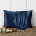 thumbnail image 2 of DISANGNI 100% Natural Mulberry Silk Pillow case for Hair and Skin with Hidden Zipper 22 Momme Both Sides Real Silk Pillow Case (1pc King Size 20" x36", Blue), 2 of 7