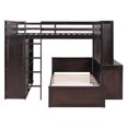thumbnail image 2 of Full Size Loft Bed with a Stand-alone bed, Solid Wood Loft Bed Frame with Desk, Wardrobe, Storage Drawers and Shelves, L-Shaped Bunk Bed Full Size for Kids Teens Bedroom, Espresso, 2 of 8
