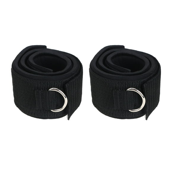 2pcs 2D Double Loop Ankle Strap Padded D-ring Ankle Cuffs for Gym Workouts Cable Machines Butt and Leg Weights Exercises (Black)