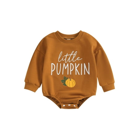 

Bagilaanoe Newborn Baby Girl Boy Halloween Romper Sweatshirt Long Sleeve Bodysuits Letter Print Pullover 6M 12M 18M 24M Infant Autumn Tee Tops Clothes