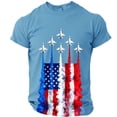 thumbnail image 2 of 250 Anniversary Shirt for Men Patriotic Airplane Fighter Jet American Flag 4th of July T-Shirt Light Blue XL, 2 of 4