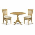 thumbnail image 6 of East West Furniture DMVA3-OAK-C 3 Piece Kitchen Dining Table Set - Oak Breakfast Table and 2 Oak Linen Fabric Dining Chairs with Slatted Back - Oak Finish, 6 of 10