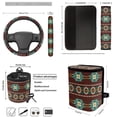 thumbnail image 4 of Jeiento Southwest Aztec 12 Pieces Car Seat Cover Set with Auto Steering Wheel Cover Seat Belt Strap Pad Cup Holder Trash Bag Air Vent Storage Pocket Keychain Red, 4 of 7