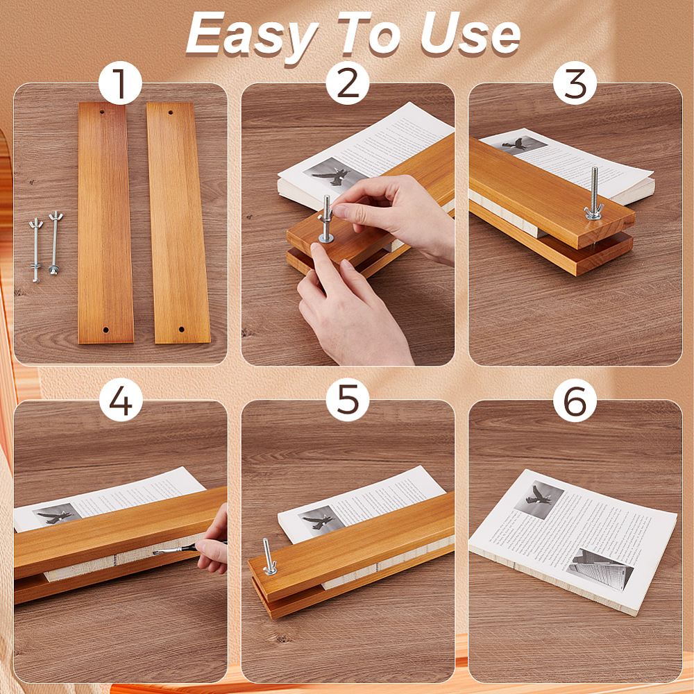 Rectangle Bookbinding Tool with Screw & Nut Wood Book Binding Machine Peru 80x400x15.5mm