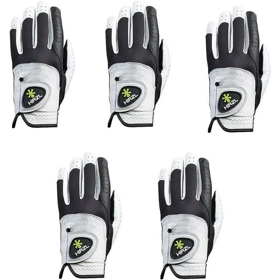 HIRZL Men's Golf Gloves - Trust Control 2.0, Leather, Ultimate Grip, Pack of 5