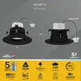 thumbnail image 3 of NuWatt 4 in. Black Trim MR16 Low Voltage 12V Retrofit LED Can Light, 5CCT Recessed Downlight 6PK, 3 of 9