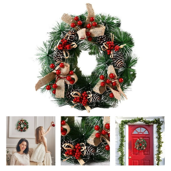 Harpi Christmas Wreaths for Front Door, Winter Decor Holiday Christmas Teng Strip Venue Layout Props Wreath Ornaments Door Hanging