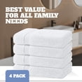 thumbnail image 4 of White Classic Wealuxe White Bath Towels Set of 4 - 27 x 54 Inch, 100% Ring Spun Cotton 650GSM, Extra Absorbent, Soft Towels for Bathroom, Shower, Hotel, Gym, Spa, 4 of 7