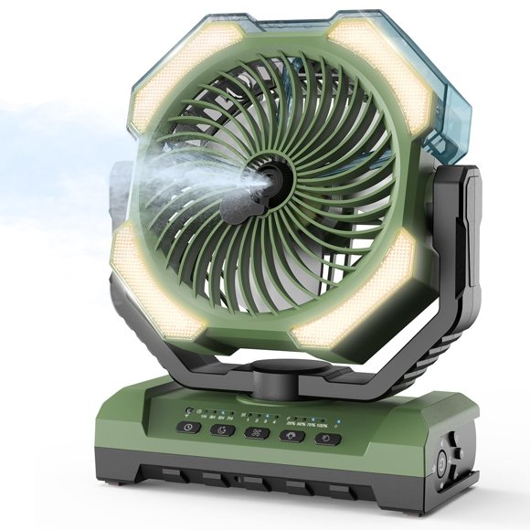 Ventilador nebulizador Apircs, portátil, recargable, para acampar, con tanque de 250 ml