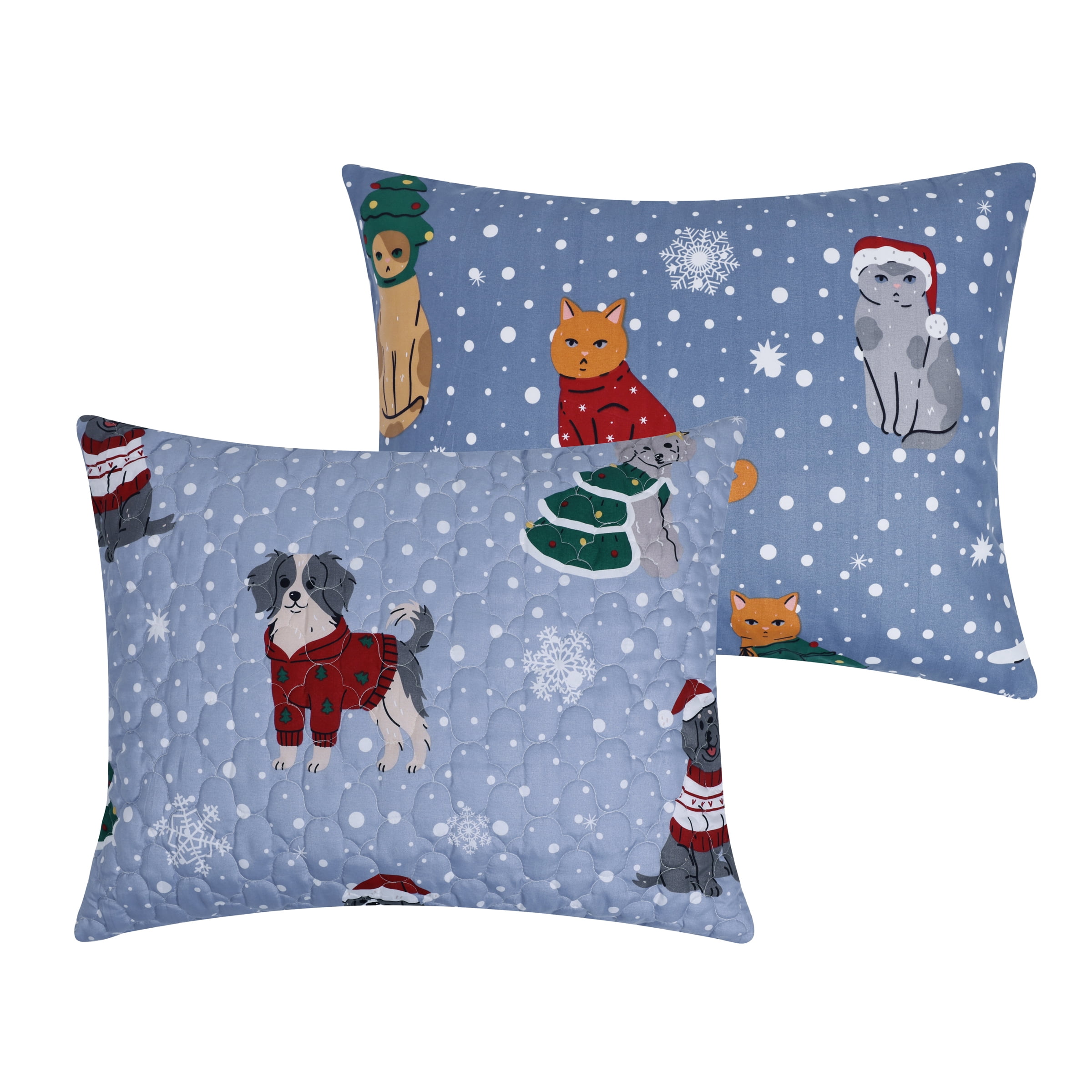 Greenland Home Fashions Winter Whiskers Holiday Dogs & Cats Pet Lovers' Quilt Set, 3-Piece Full/Queen